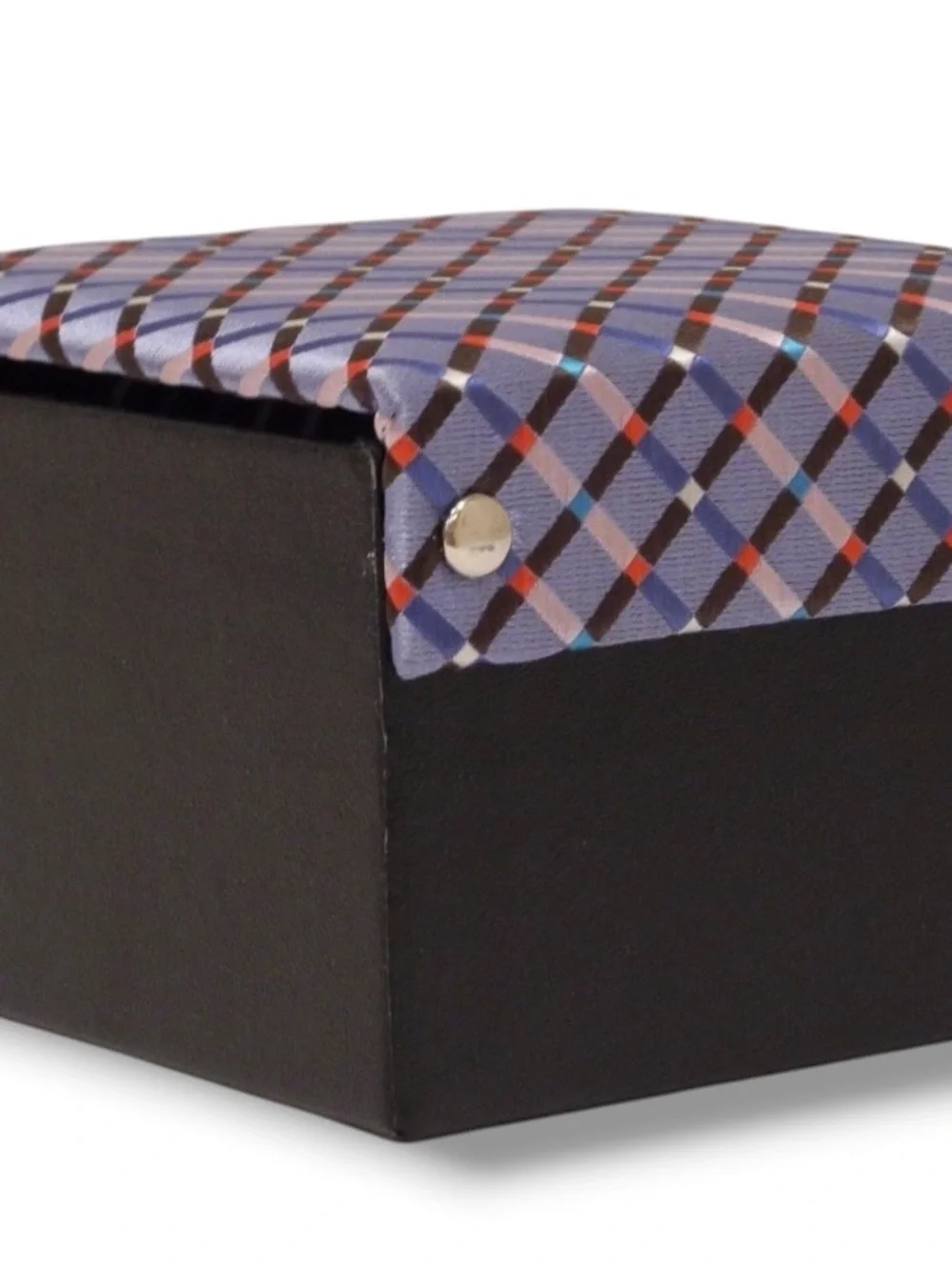 100% Silk Tie & Matching Cufflinks Gift Set : Light Purple/Multi Color Check D-3
